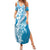 Hawaii Puakenikeni And Maile Lei Summer Maxi Dress Blue Polynesian Shark Tattoo DT05