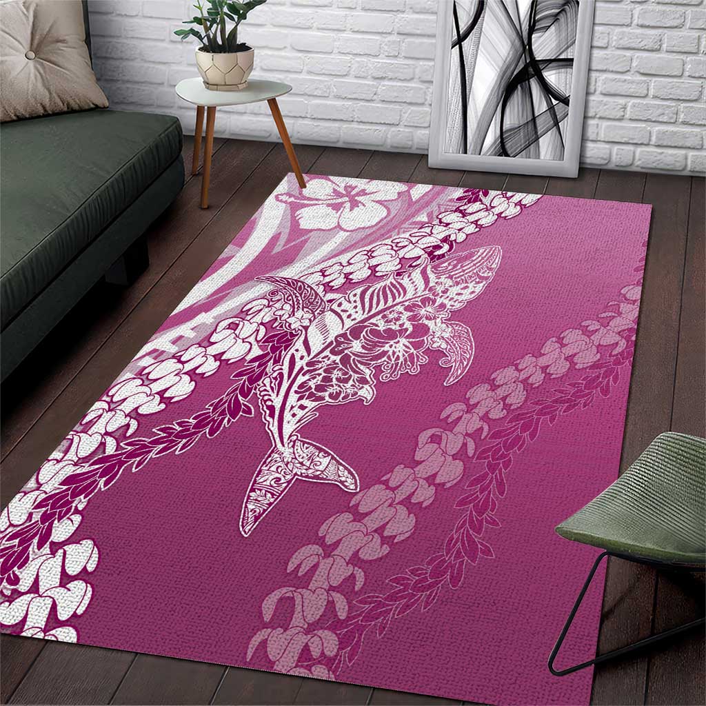 Hawaii Puakenikeni And Maile Lei Area Rug Pink Polynesian Shark Tattoo DT05