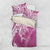 Hawaii Puakenikeni And Maile Lei Bedding Set Pink Polynesian Shark Tattoo DT05