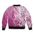 Hawaii Puakenikeni And Maile Lei Bomber Jacket Pink Polynesian Shark Tattoo DT05