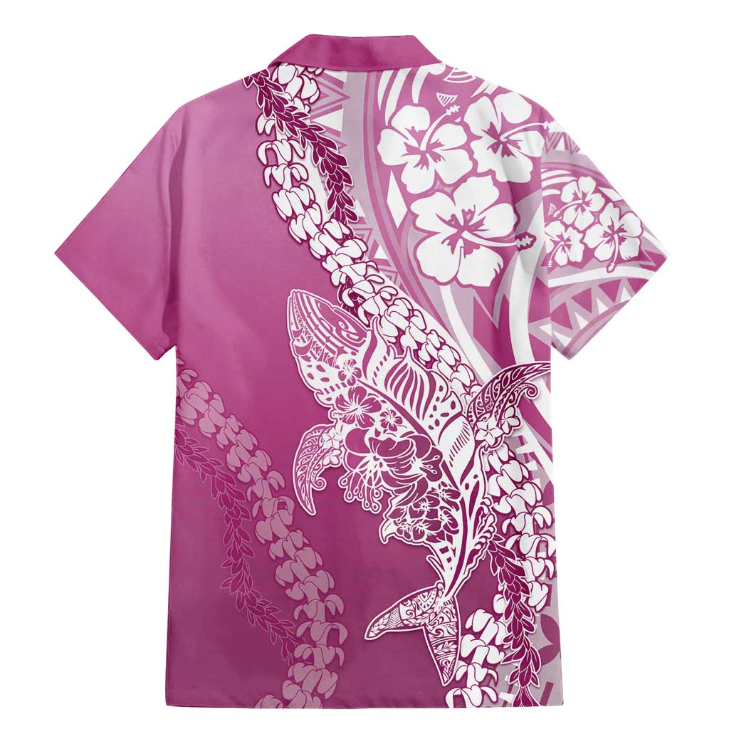 Hawaii Puakenikeni And Maile Lei Family Matching Mermaid Dress and Hawaiian Shirt Pink Polynesian Shark Tattoo DT05 - Polynesian Pride