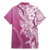 Hawaii Puakenikeni And Maile Lei Family Matching Mermaid Dress and Hawaiian Shirt Pink Polynesian Shark Tattoo DT05 - Polynesian Pride
