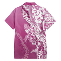 Hawaii Puakenikeni And Maile Lei Family Matching Off Shoulder Maxi Dress and Hawaiian Shirt Pink Polynesian Shark Tattoo DT05 - Polynesian Pride