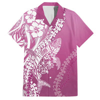 Hawaii Puakenikeni And Maile Lei Family Matching Off Shoulder Short Dress and Hawaiian Shirt Pink Polynesian Shark Tattoo DT05 Dad's Shirt - Short Sleeve Pink - Polynesian Pride