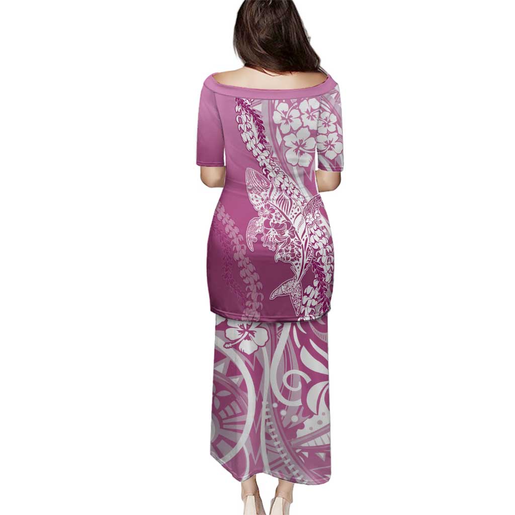 Hawaii Puakenikeni And Maile Lei Family Matching Puletasi and Hawaiian Shirt Pink Polynesian Shark Tattoo DT05 - Polynesian Pride