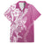 Hawaii Puakenikeni And Maile Lei Family Matching Short Sleeve Bodycon Dress and Hawaiian Shirt Pink Polynesian Shark Tattoo DT05