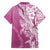 Hawaii Puakenikeni And Maile Lei Family Matching Short Sleeve Bodycon Dress and Hawaiian Shirt Pink Polynesian Shark Tattoo DT05