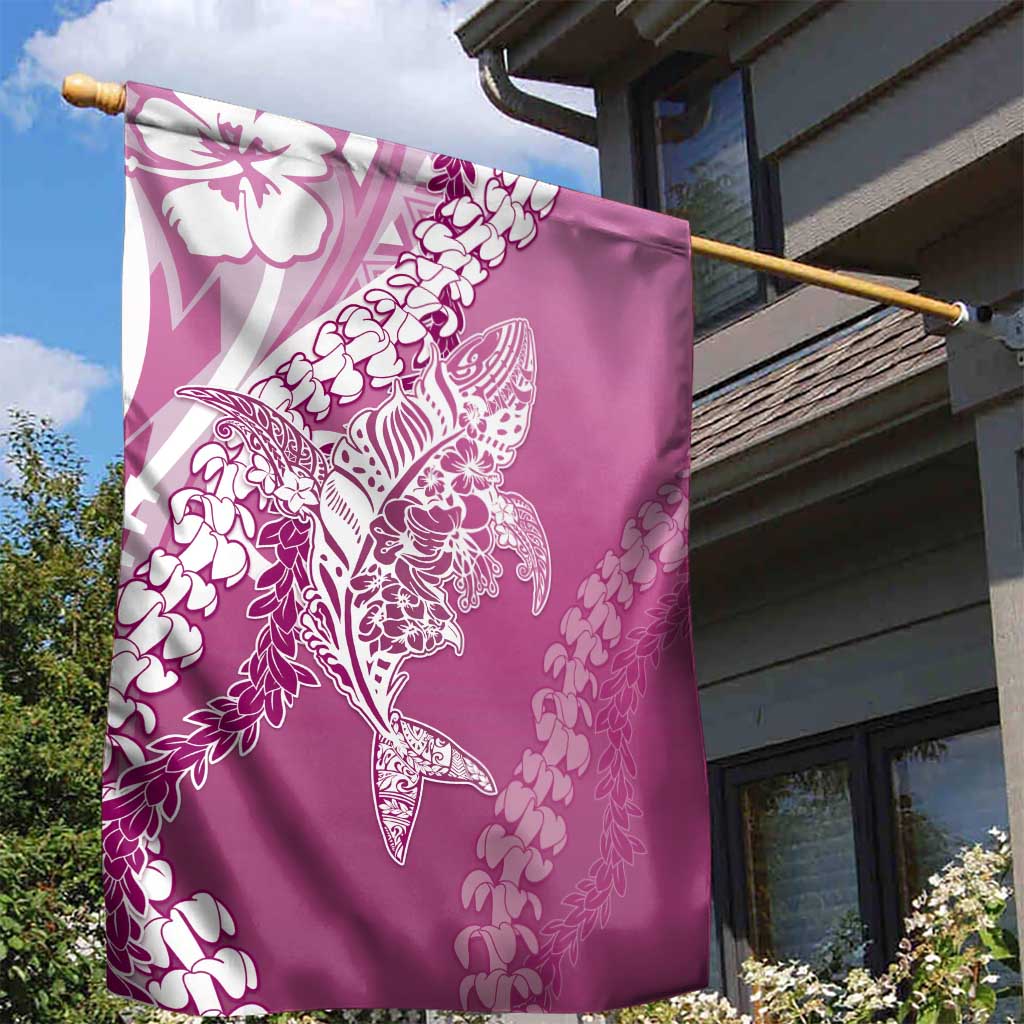 Hawaii Puakenikeni And Maile Lei Garden Flag Pink Polynesian Shark Tattoo DT05