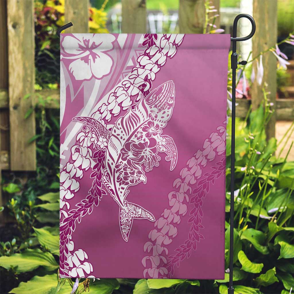 Hawaii Puakenikeni And Maile Lei Garden Flag Pink Polynesian Shark Tattoo DT05