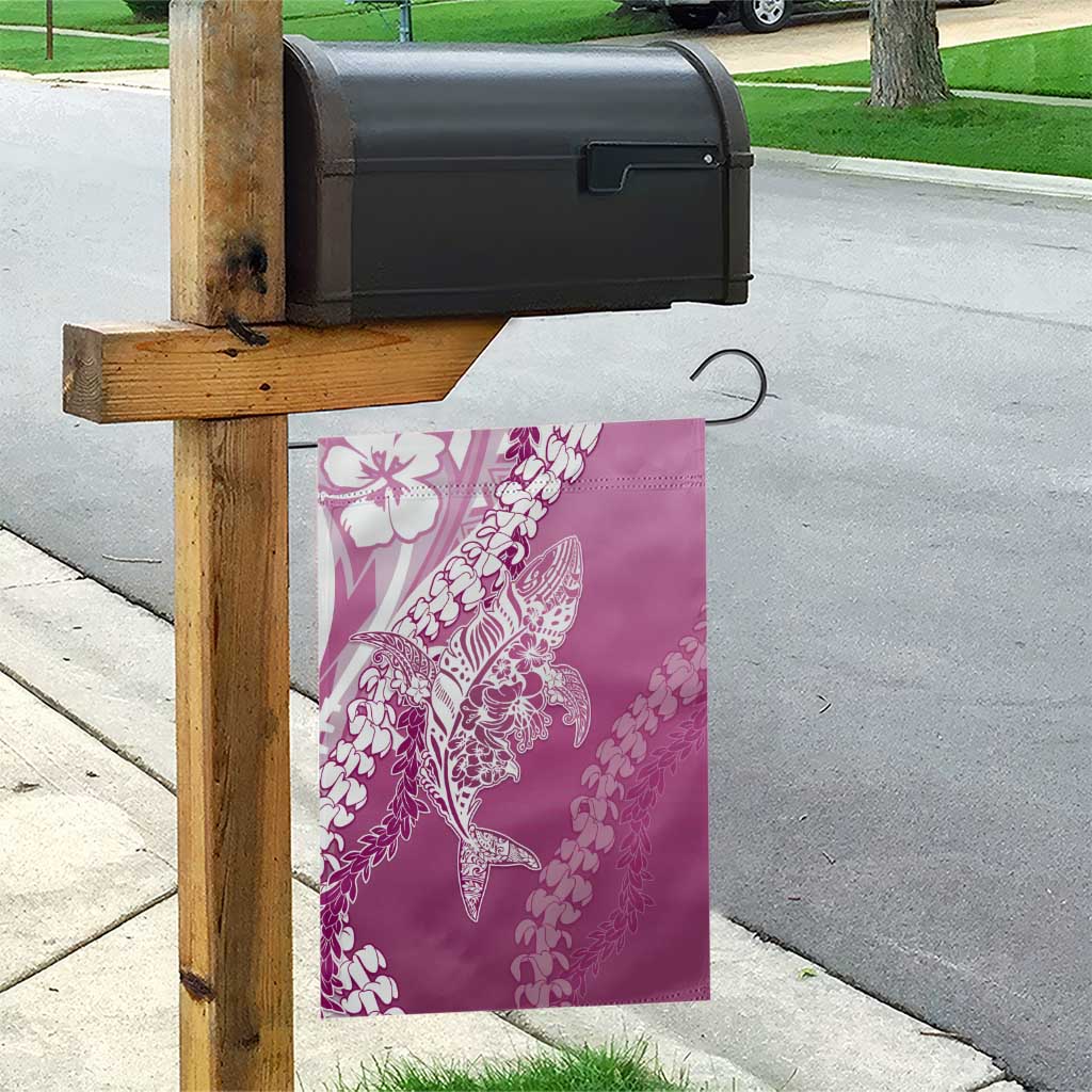 Hawaii Puakenikeni And Maile Lei Garden Flag Pink Polynesian Shark Tattoo DT05