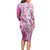 Hawaii Puakenikeni And Maile Lei Long Sleeve Bodycon Dress Pink Polynesian Shark Tattoo DT05