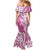 Hawaii Puakenikeni And Maile Lei Mermaid Dress Pink Polynesian Shark Tattoo DT05