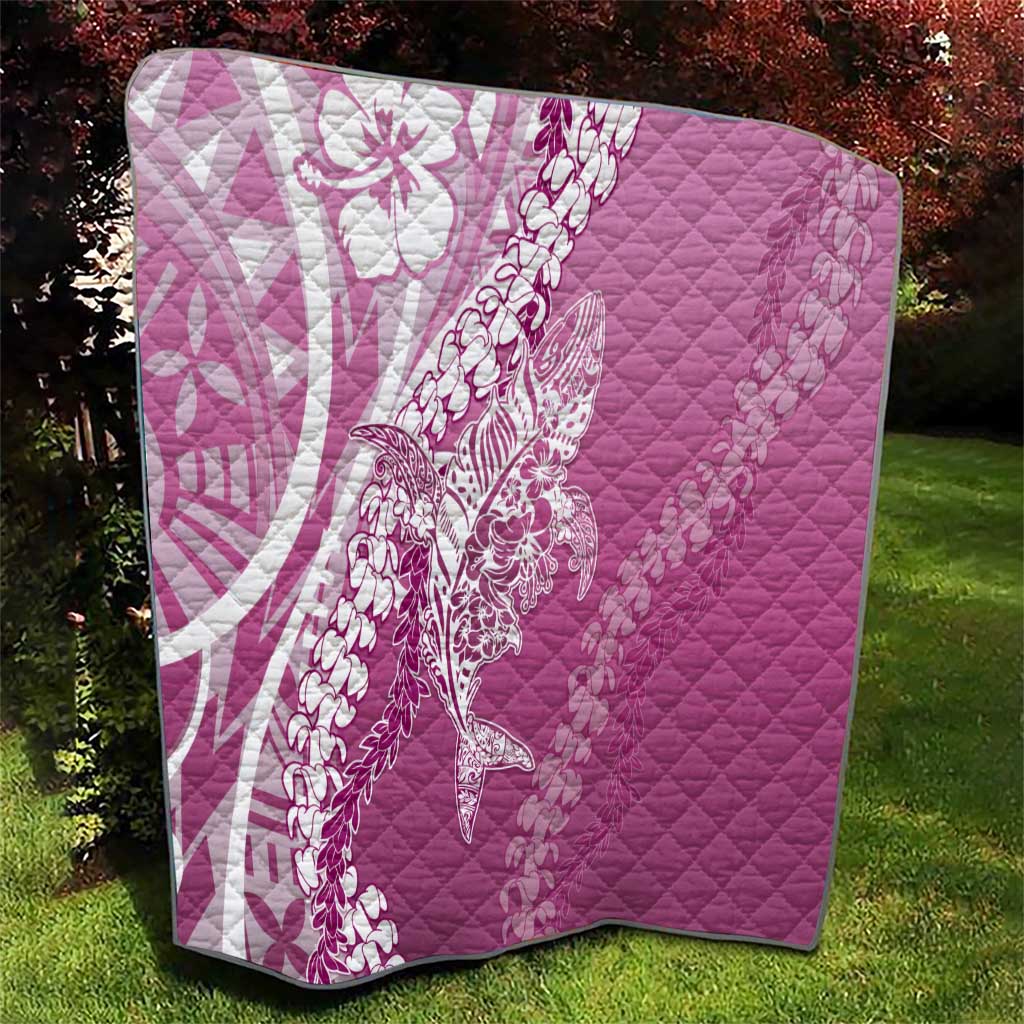 Hawaii Puakenikeni And Maile Lei Quilt Pink Polynesian Shark Tattoo DT05