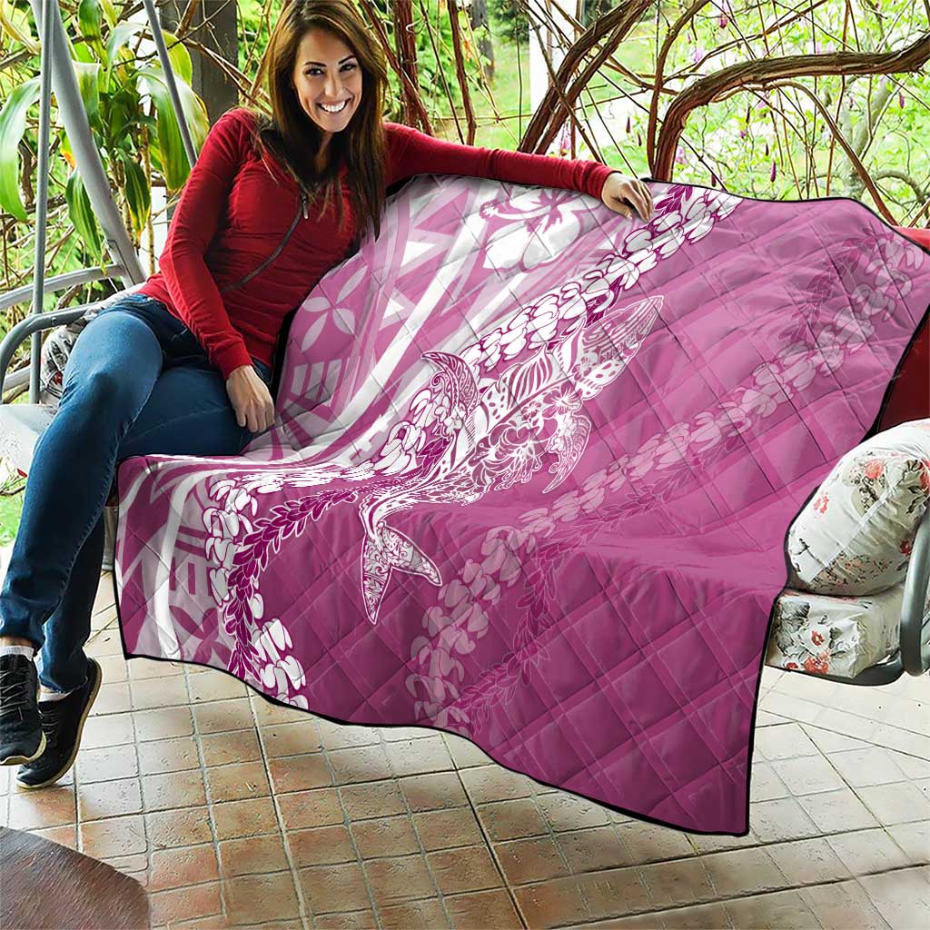 Hawaii Puakenikeni And Maile Lei Quilt Pink Polynesian Shark Tattoo DT05