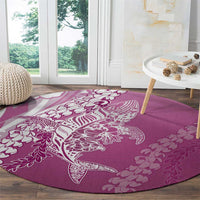 Hawaii Puakenikeni And Maile Lei Round Carpet Pink Polynesian Shark Tattoo DT05