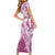 Hawaii Puakenikeni And Maile Lei Short Sleeve Bodycon Dress Pink Polynesian Shark Tattoo DT05