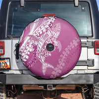 Hawaii Puakenikeni And Maile Lei Spare Tire Cover Pink Polynesian Shark Tattoo DT05