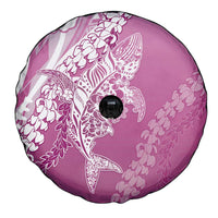 Hawaii Puakenikeni And Maile Lei Spare Tire Cover Pink Polynesian Shark Tattoo DT05