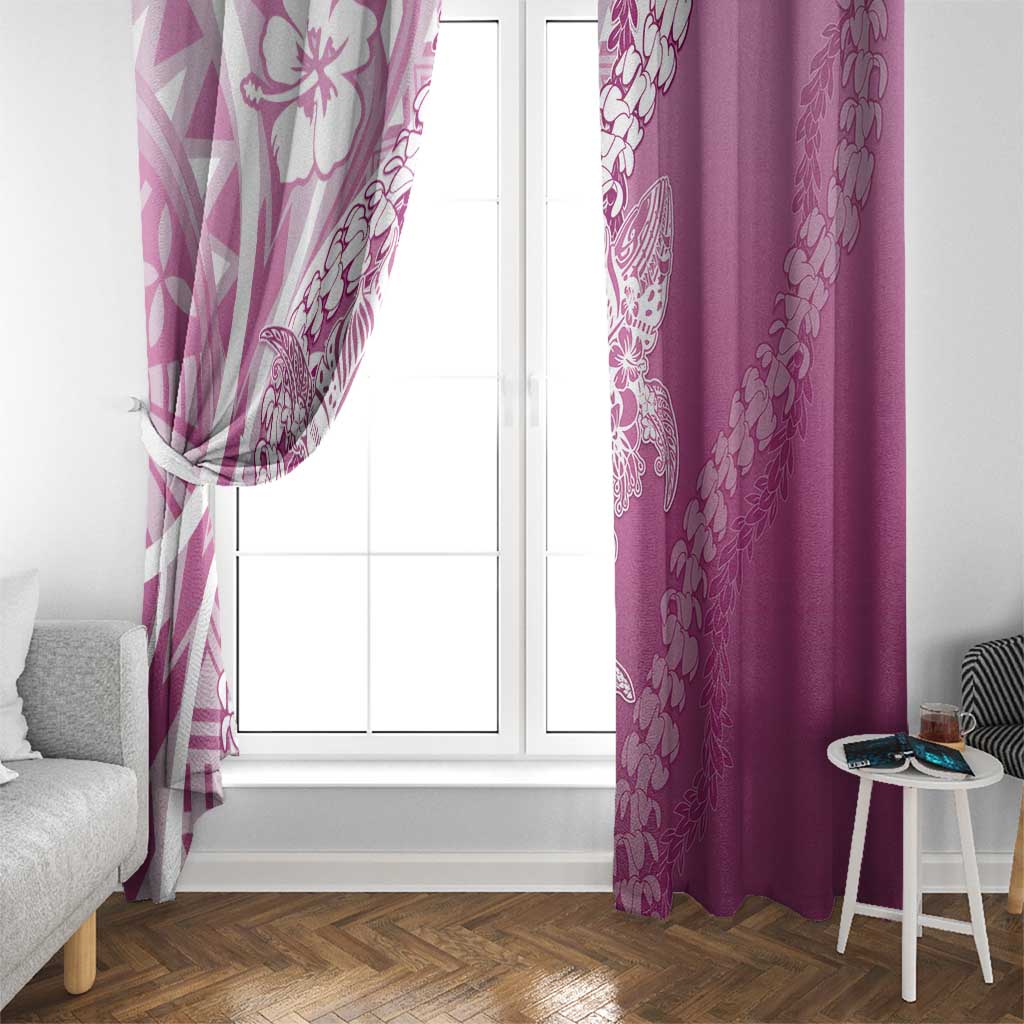 Hawaii Puakenikeni And Maile Lei Window Curtain Pink Polynesian Shark Tattoo DT05