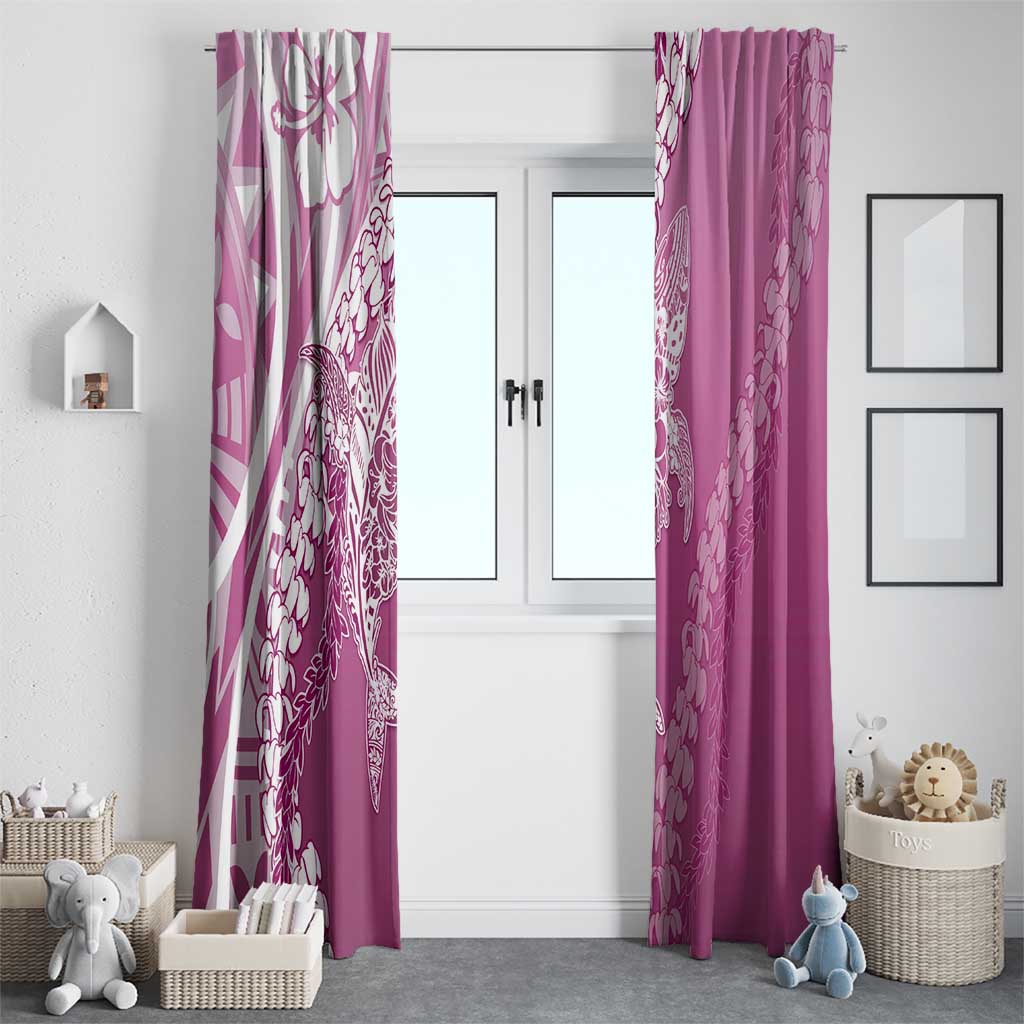 Hawaii Puakenikeni And Maile Lei Window Curtain Pink Polynesian Shark Tattoo DT05