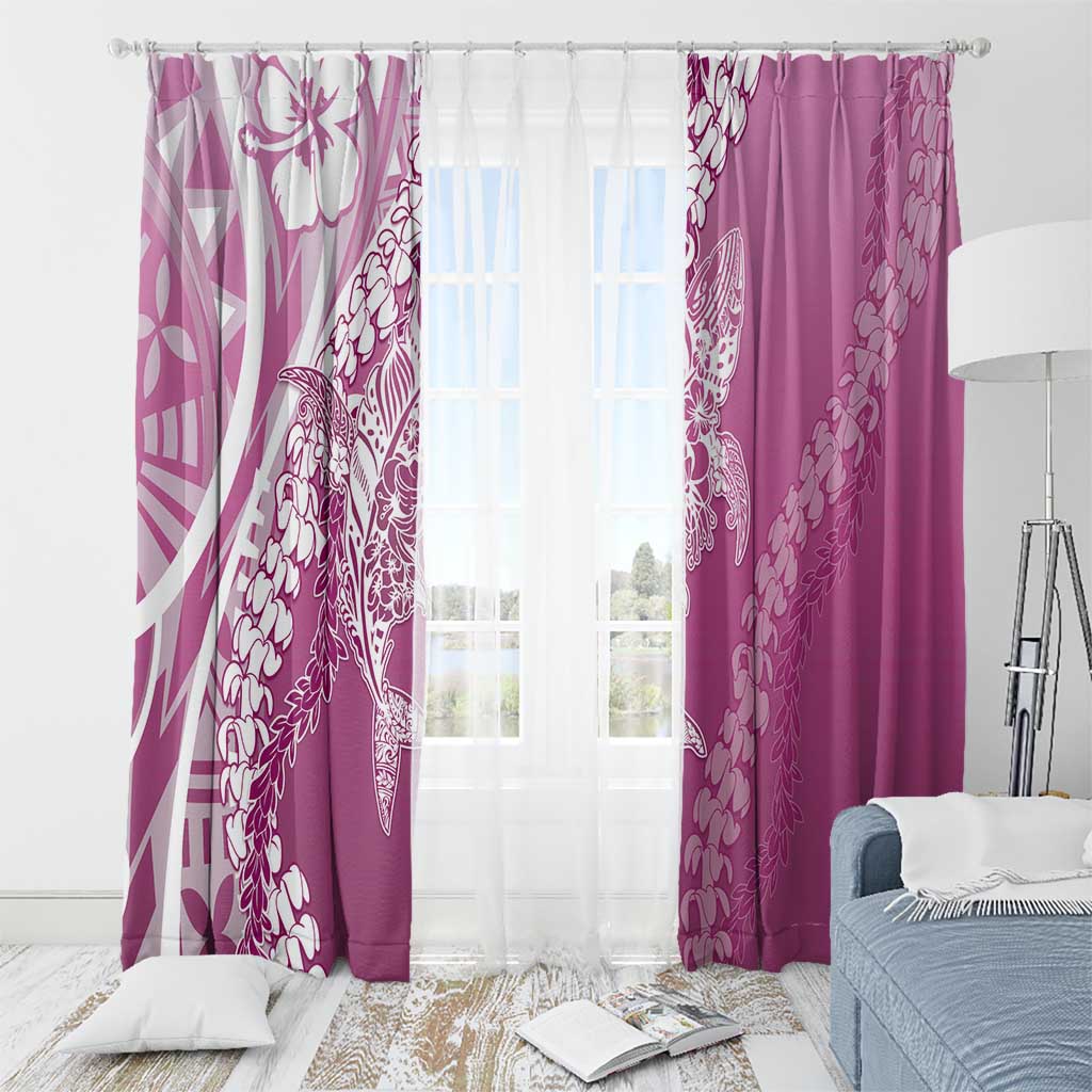 Hawaii Puakenikeni And Maile Lei Window Curtain Pink Polynesian Shark Tattoo DT05