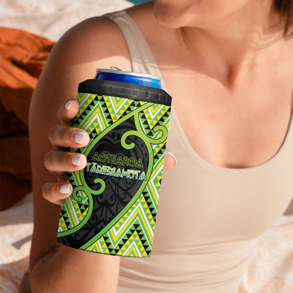 Custom Aotearoa Atua Tanemahuta 4 in 1 Can Cooler Tumbler God Of Forests Koru Patterns Koru Patterns
