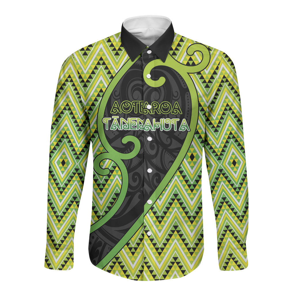 Custom Aotearoa Atua Tanemahuta Long Sleeve Button Shirt God Of Forests Koru Patterns Koru Patterns