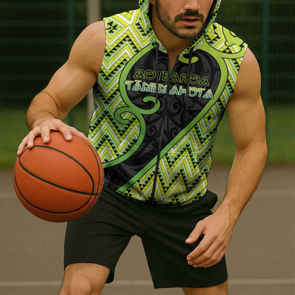 Custom Aotearoa Atua Tanemahuta Sleeveless Zip Hoodie God Of Forests Koru Patterns Koru Patterns