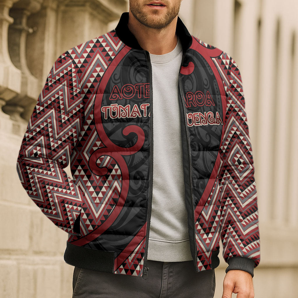 Custom Aotearoa Atua Tumatauenga Bomber Puffer Jacket God Of War Koru Patterns