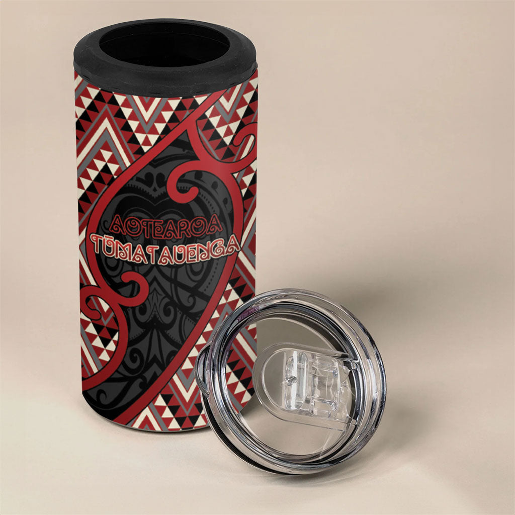 Custom Aotearoa Atua Tumatauenga 4 in 1 Can Cooler Tumbler God Of War Koru Patterns