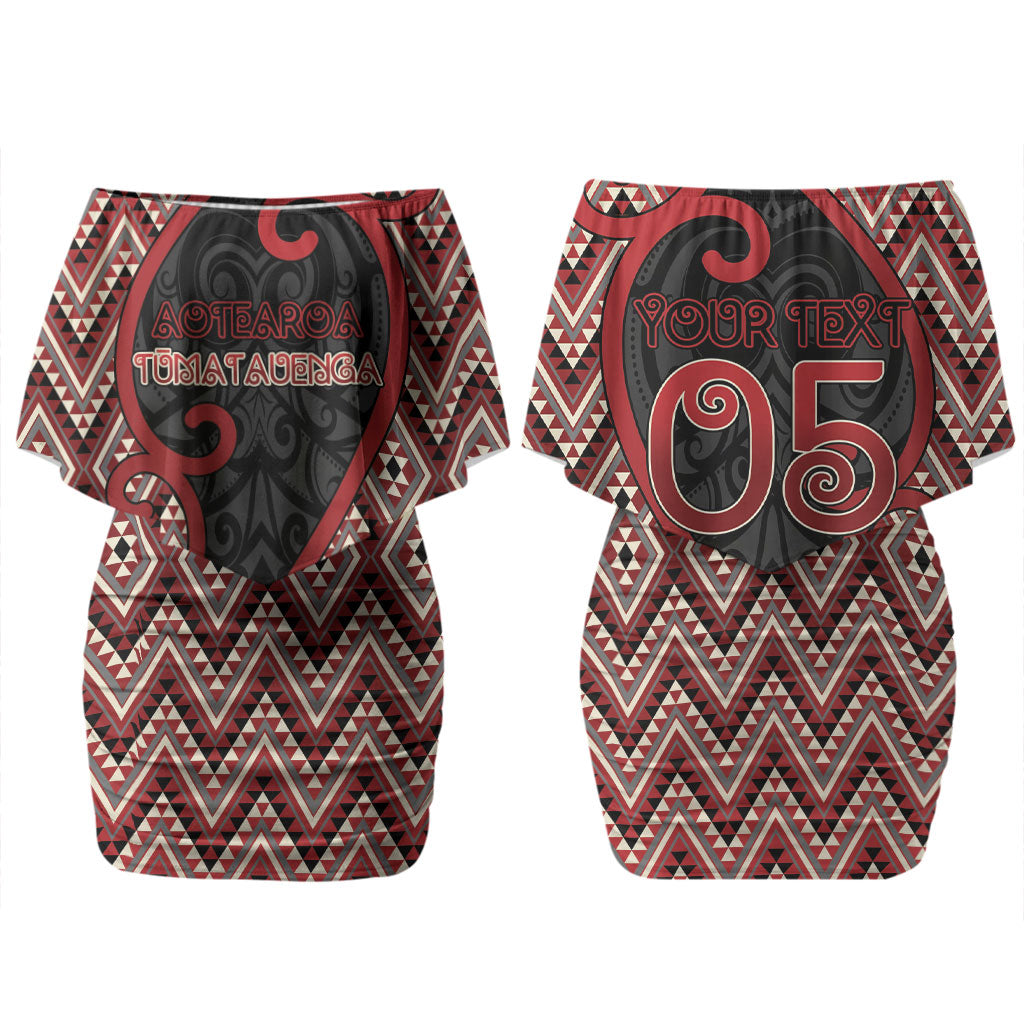 Custom Aotearoa Atua Tumatauenga Couples Matching Off Shoulder Short Dress and Hawaiian Shirt God Of War Koru Patterns