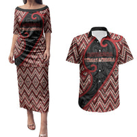 Custom Aotearoa Atua Tumatauenga Couples Matching Puletasi and Hawaiian Shirt God Of War Koru Patterns