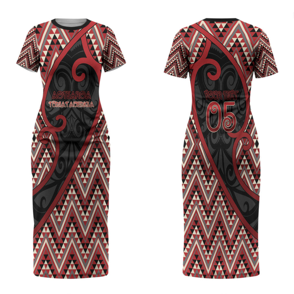 Custom Aotearoa Atua Tumatauenga Couples Matching Short Sleeve Bodycon Dress and Long Sleeve Button Shirt God Of War Koru Patterns