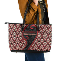 Aotearoa Atua Tumatauenga Leather Tote Bag God Of War Koru Patterns