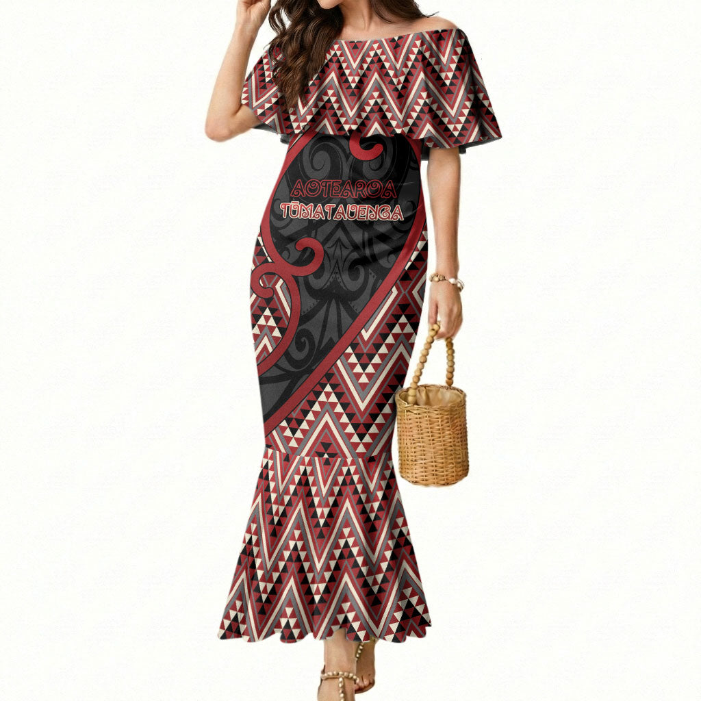 Custom Aotearoa Atua Tumatauenga Mermaid Dress God Of War Koru Patterns