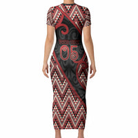 Custom Aotearoa Atua Tumatauenga Short Sleeve Bodycon Dress God Of War Koru Patterns