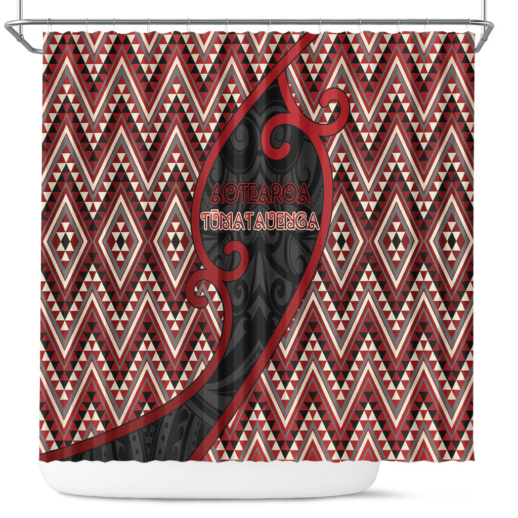 Aotearoa Atua Tumatauenga Shower Curtain God Of War Koru Patterns