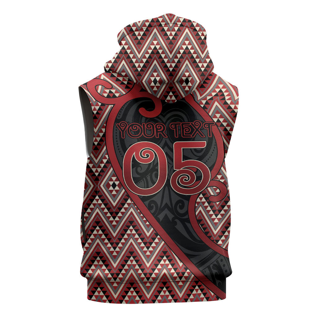 Custom Aotearoa Atua Tumatauenga Sleeveless Hoodie God Of War Koru Patterns
