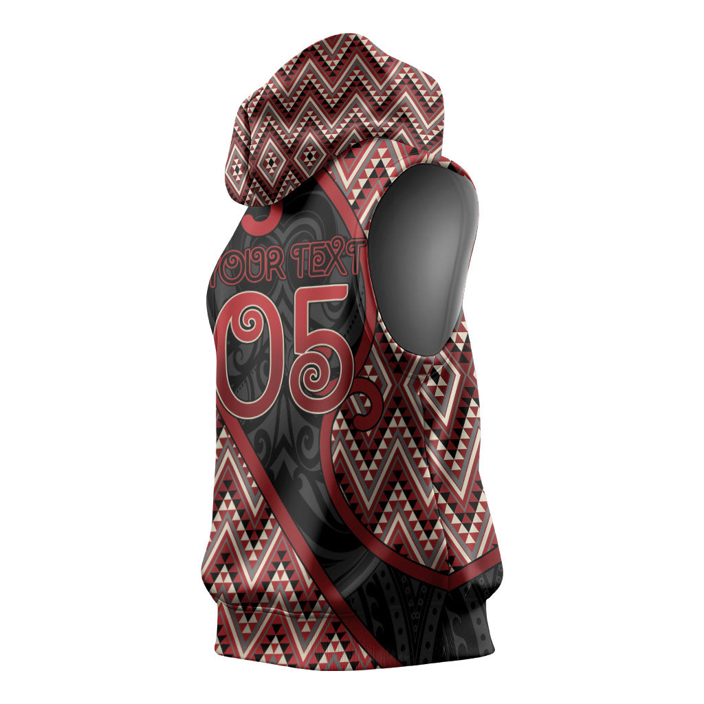 Custom Aotearoa Atua Tumatauenga Sleeveless Hoodie God Of War Koru Patterns