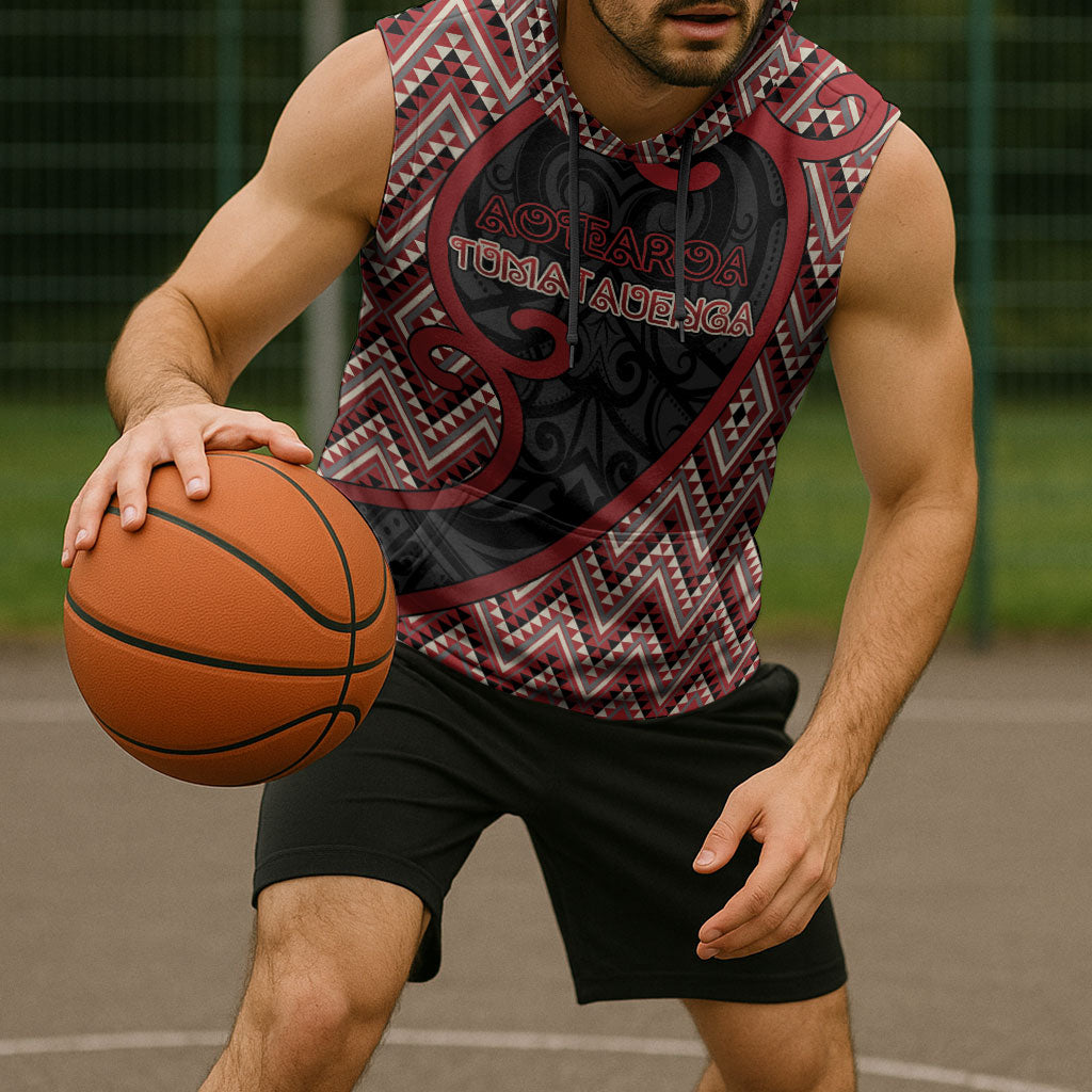Custom Aotearoa Atua Tumatauenga Sleeveless Hoodie God Of War Koru Patterns