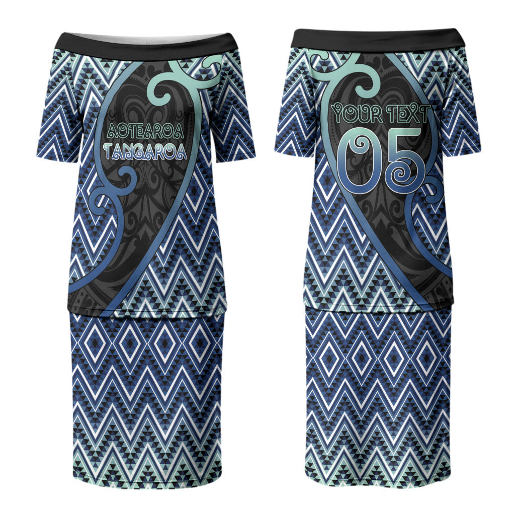 Custom Aotearoa Atua Tangaroa Couples Matching Puletasi and Long Sleeve Button Shirt God Of Ocean Koru Patterns
