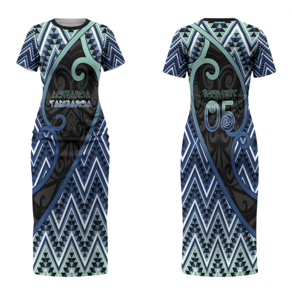 Custom Aotearoa Atua Tangaroa Couples Matching Short Sleeve Bodycon Dress and Hawaiian Shirt God Of Ocean Koru Patterns
