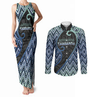 Custom Aotearoa Atua Tangaroa Couples Matching Tank Maxi Dress and Long Sleeve Button Shirt God Of Ocean Koru Patterns