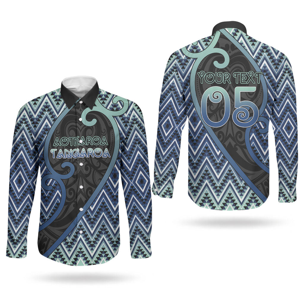 Custom Aotearoa Atua Tangaroa Couples Matching Tank Maxi Dress and Long Sleeve Button Shirt God Of Ocean Koru Patterns