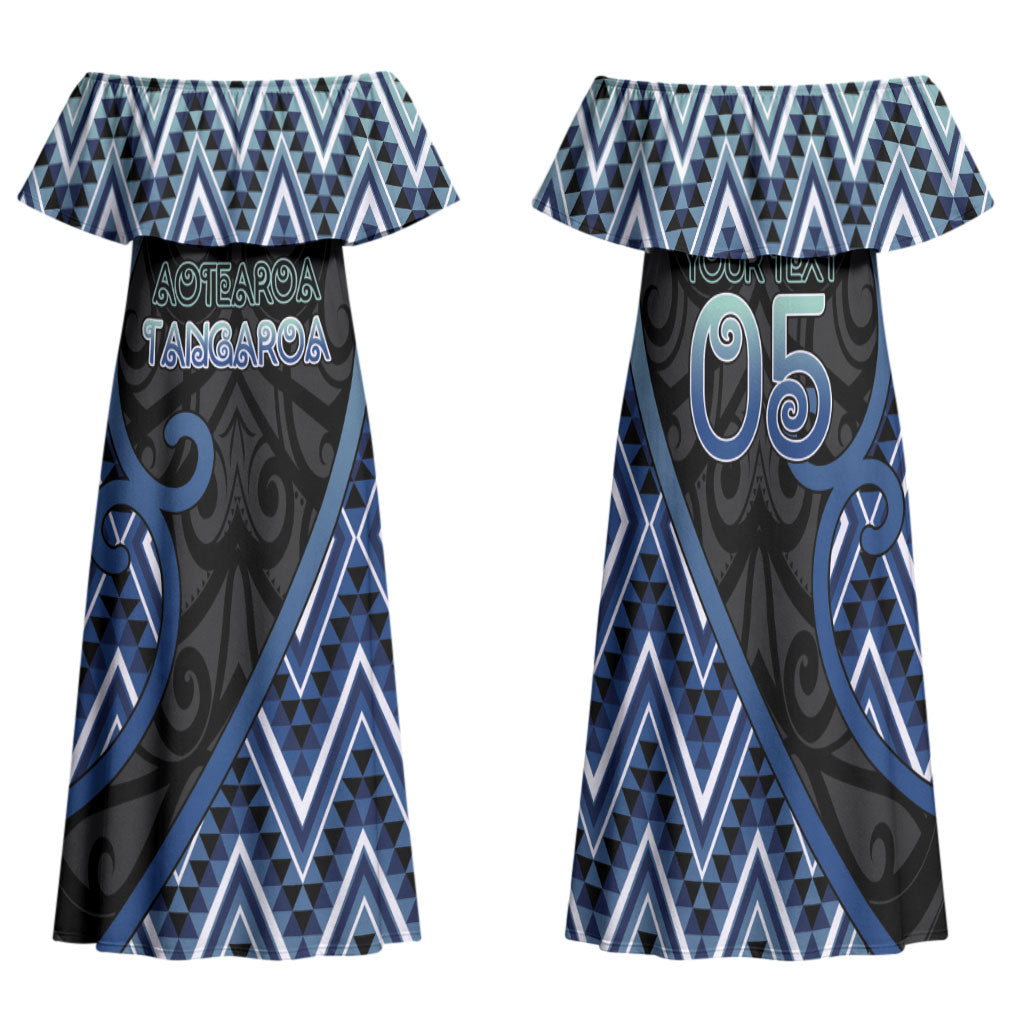Custom Aotearoa Atua Tangaroa Family Matching Off Shoulder Maxi Dress and Hawaiian Shirt God Of Ocean Koru Patterns