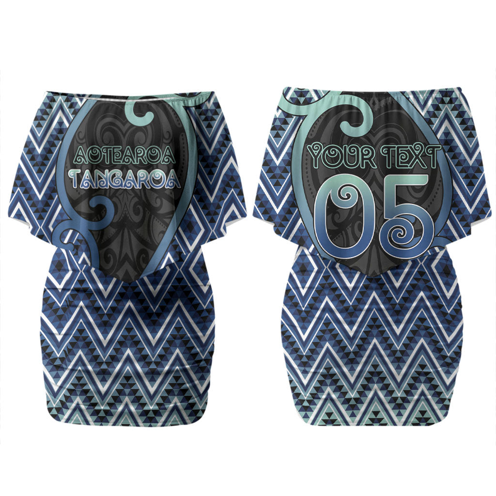 Custom Aotearoa Atua Tangaroa Family Matching Off Shoulder Short Dress and Hawaiian Shirt God Of Ocean Koru Patterns