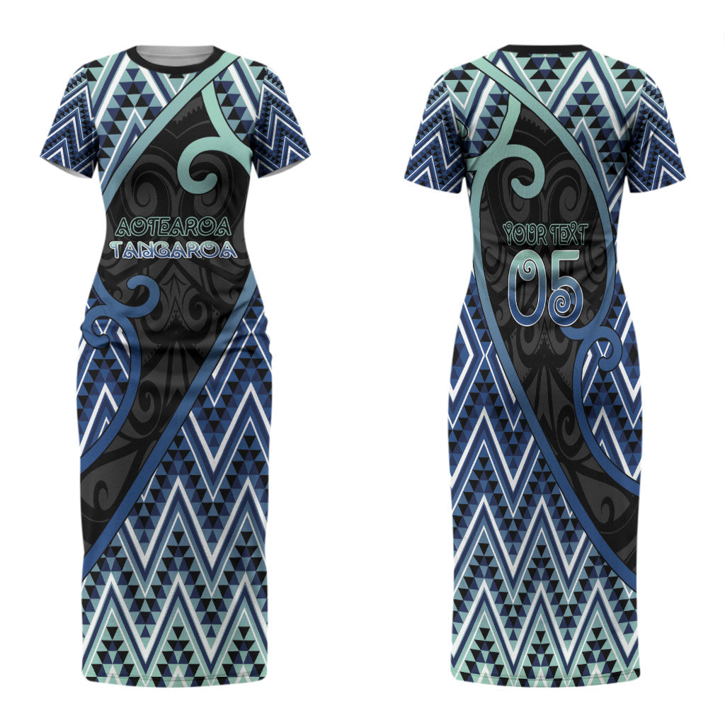 Custom Aotearoa Atua Tangaroa Family Matching Short Sleeve Bodycon Dress and Hawaiian Shirt God Of Ocean Koru Patterns