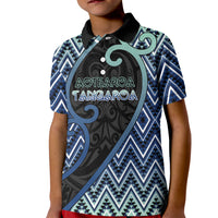 Custom Aotearoa Atua Tangaroa Kid Polo Shirt God Of Ocean Koru Patterns