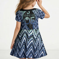 Custom Aotearoa Atua Tangaroa Kid Short Sleeve Dress God Of Ocean Koru Patterns