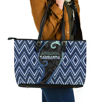 Aotearoa Atua Tangaroa Leather Tote Bag God Of Ocean Koru Patterns